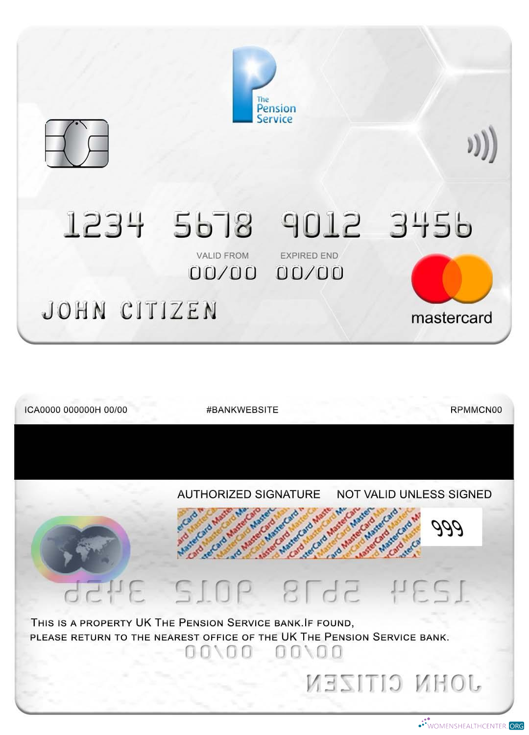 Download United Kingdom The Pension Service bank mastercard Photoshop template